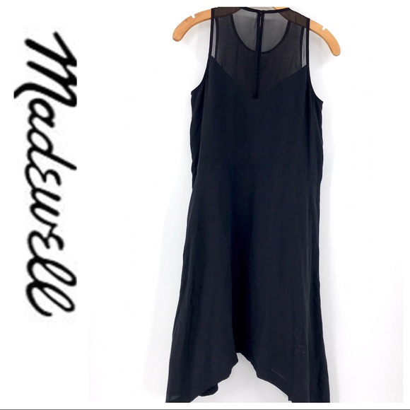 💕SALE💕 NWT Madewell Black Silk Parkwell Dress - Picture 7 of 11